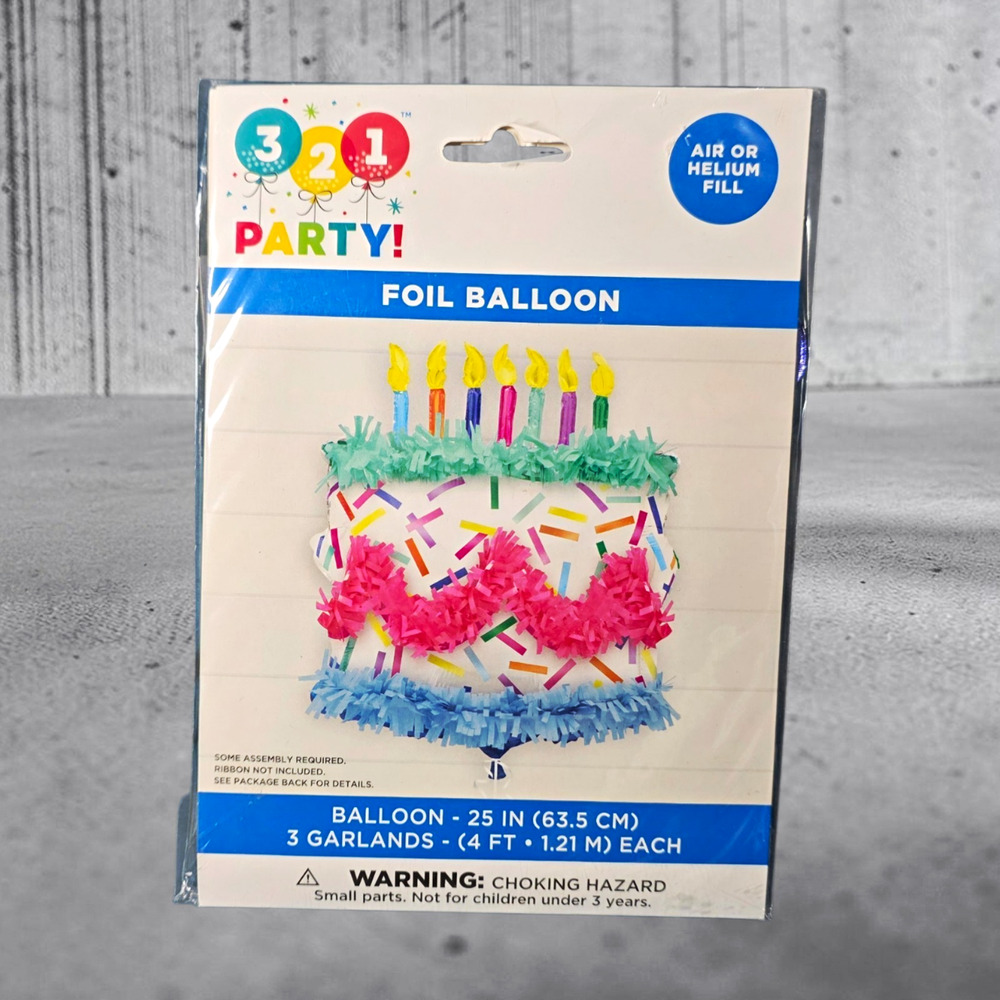 3 2 1 Party! Birthday Cake Foil Balloon 25 in Sprinkles Multicolor Air/Helium